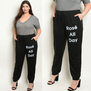 Plus Size Joggers For Women, Rose All Day Graphic